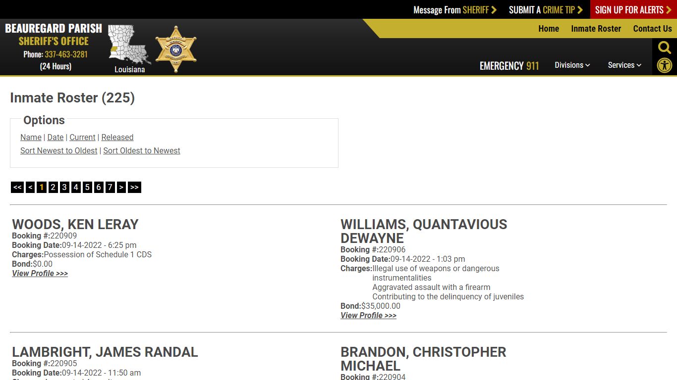 Inmate Roster (209) - Beauregard Parish Sheriff